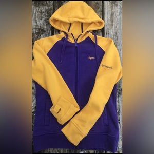 LSU Tigers Women's Columbia Full-Zip Hoodie Sweatshirt Medium Purple Gold